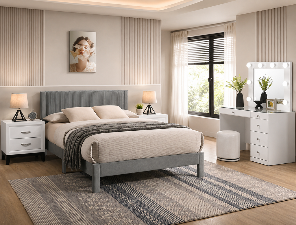 Lucia Upholstered Bedroom Vanity Set