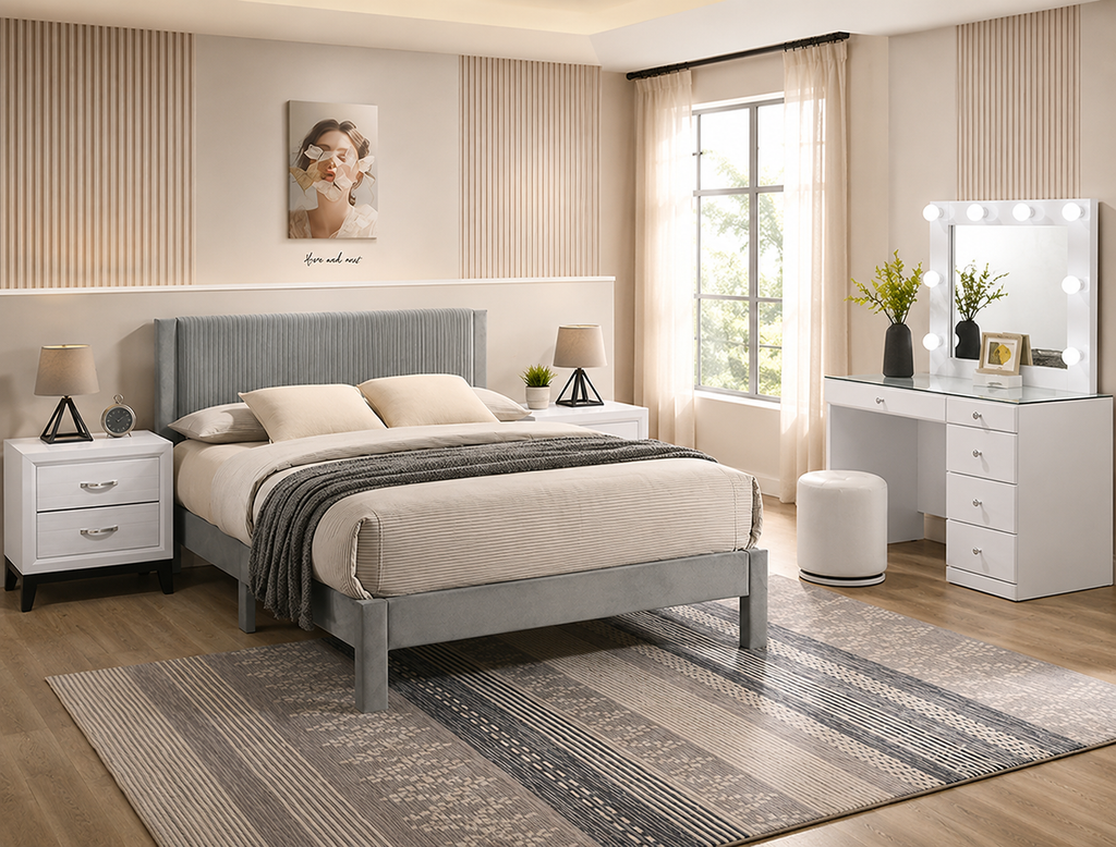 Lucia Upholstered Bedroom Vanity Set