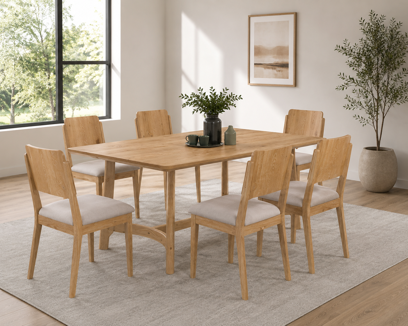Modern Natural Wood Dining Set