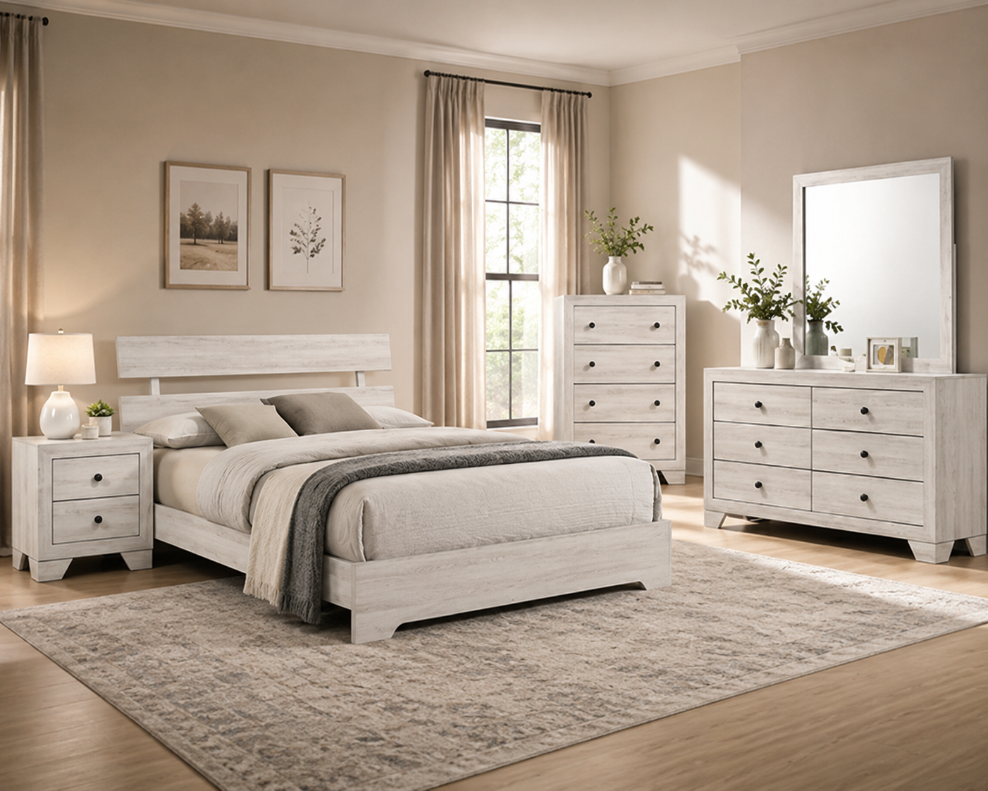 Atticus Whitewash Panel Bedroom Set