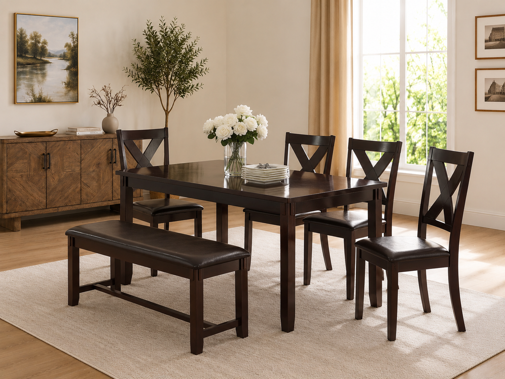 X-Back Dining Set with Bench