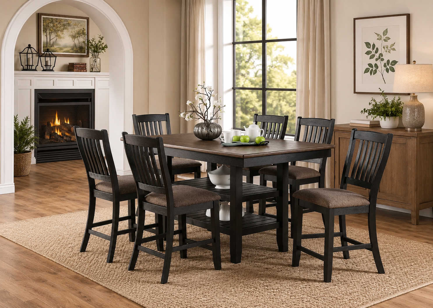 Counter-Height Dining Set with Storage Shelf