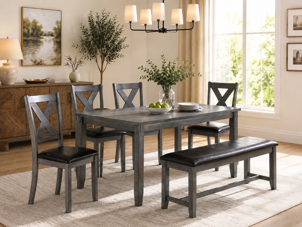 X-Back Dining Set with Bench