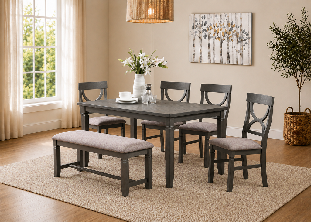 Modern Rustic Dining Set with Bench
