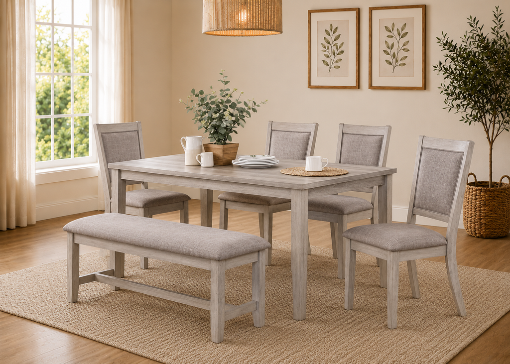 Two-Tone Dining Set with Bench