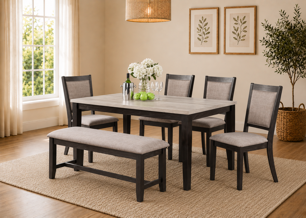 Two-Tone Dining Set with Bench