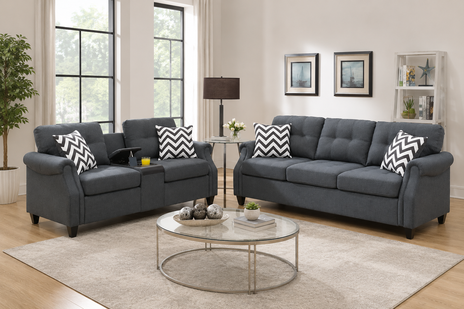 Sofa & Loveseat with USB Console