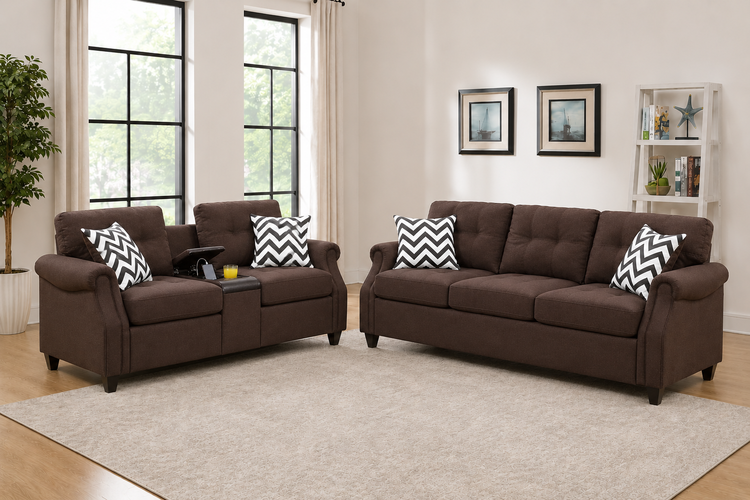 Sofa & Loveseat with USB Console