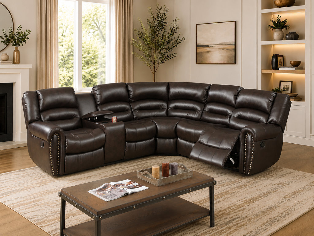 Black Reclining Sectional with Console