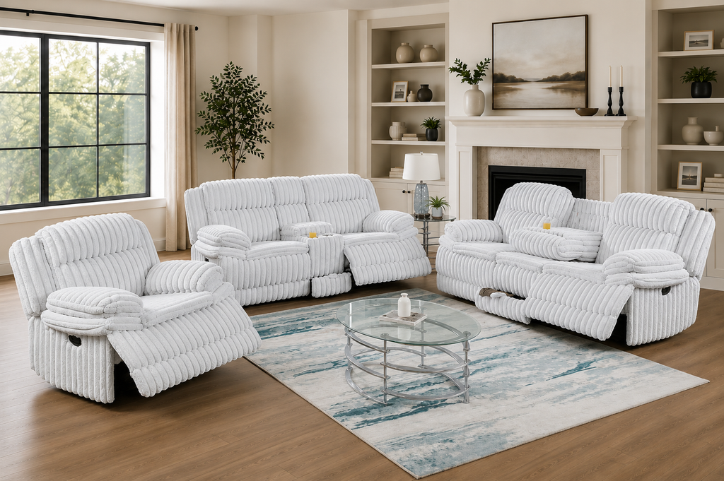 Corduroy Reclining Sofa, Loveseat & Recliner Set