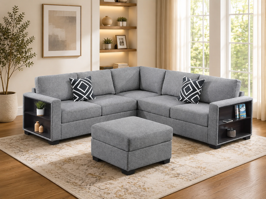4-Piece Sectional Sofa with Cocktail Ottoman