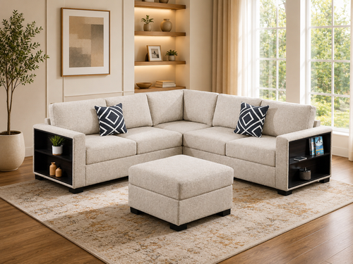 4-Piece Sectional Sofa with Cocktail Ottoman