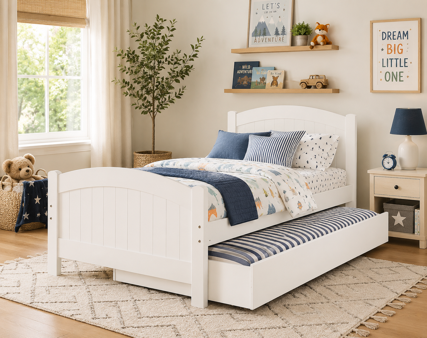 White Twin Bed with Trundle