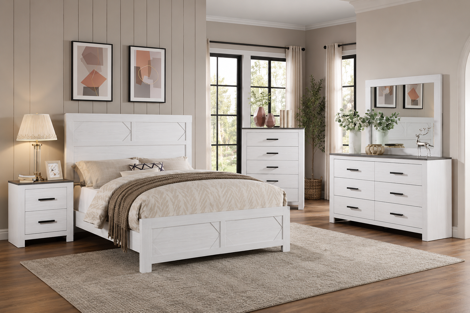 White Modern Farmhouse Bedroom Set