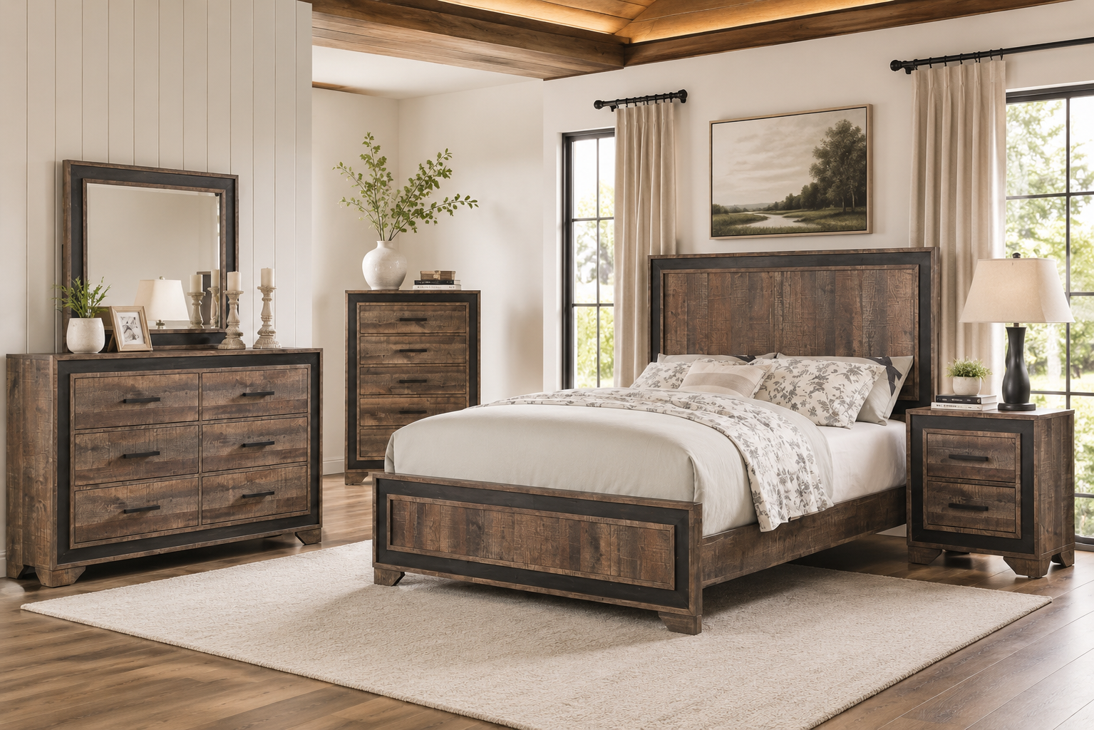 Modern Brown Farmhouse Bedroom Set