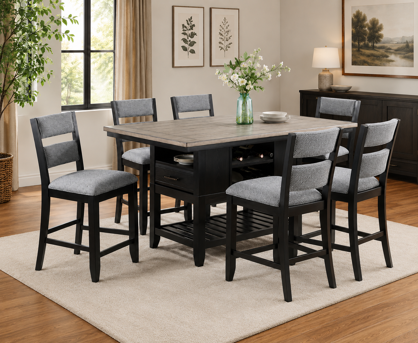 Frey Counter-Height Dining Set with Storage & Bench