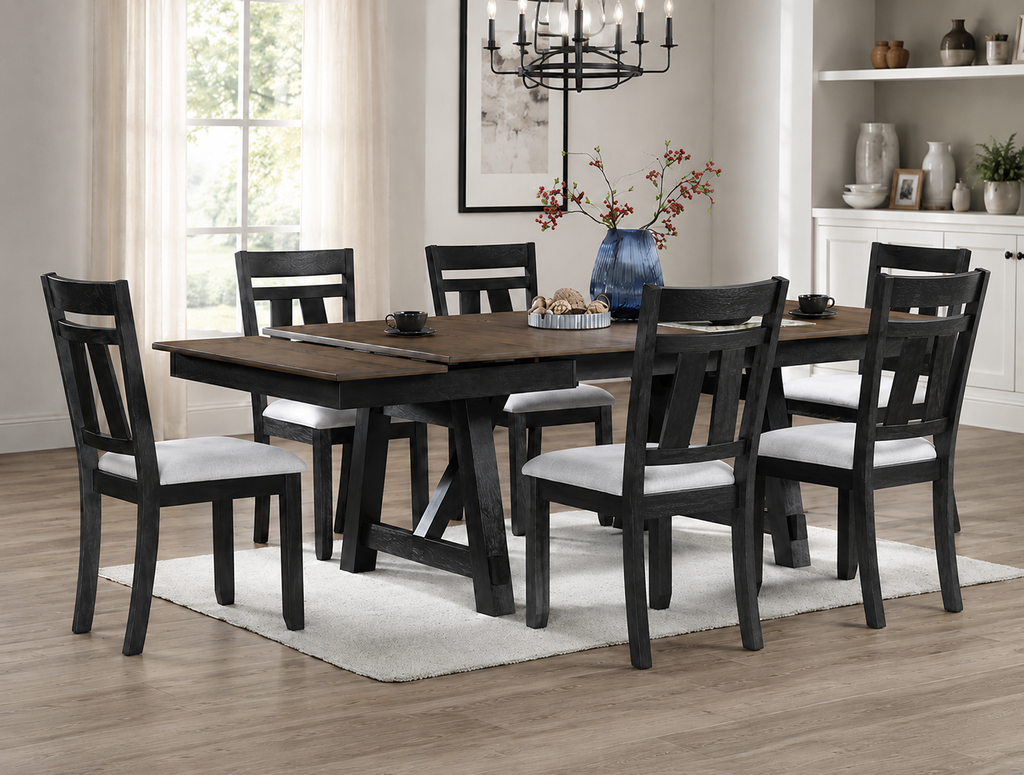 Maribelle Wheat Charcoal Dining Set