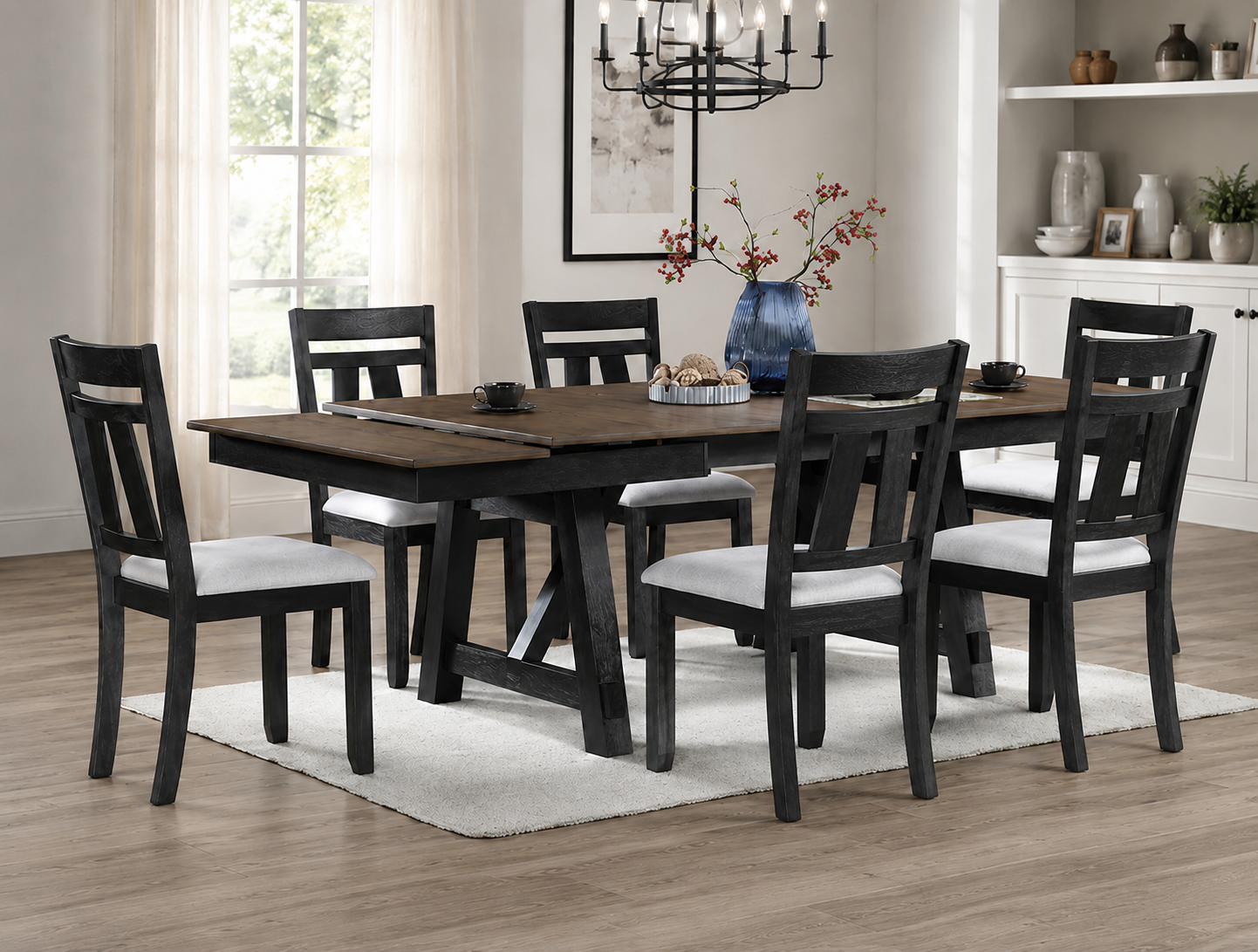 Maribelle Wheat Charcoal Dining Set