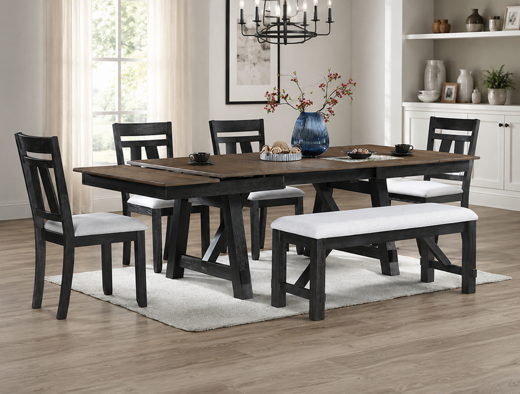 Maribelle Wheat Charcoal Dining Set
