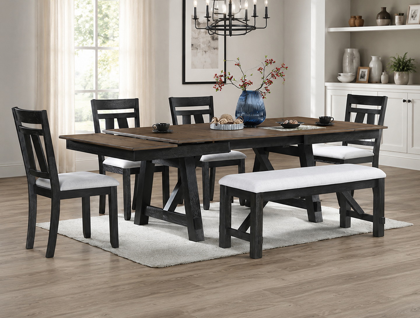 Maribelle Wheat Charcoal Dining Set